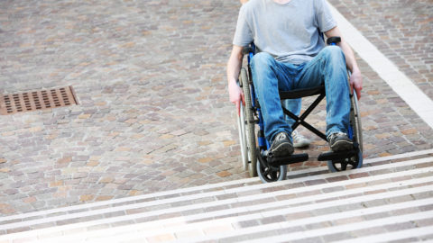 Architectural barrier banks wheelchair ramp